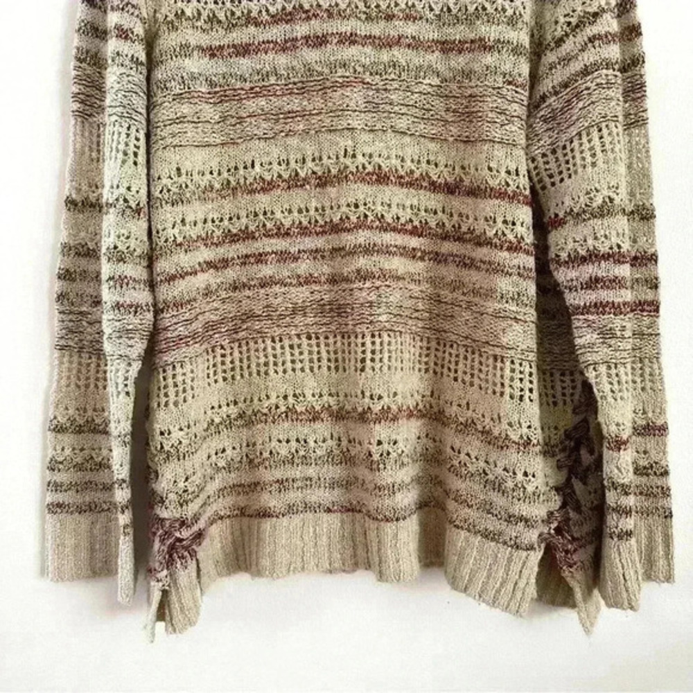 Artesia Sweater Open Knit Purple Beige Side Detail Women’s Sz XL Comfy - Picture 3 of 13